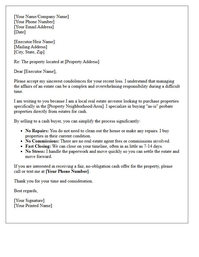 Cash Buyer Secured Probate Estate Sold Letter