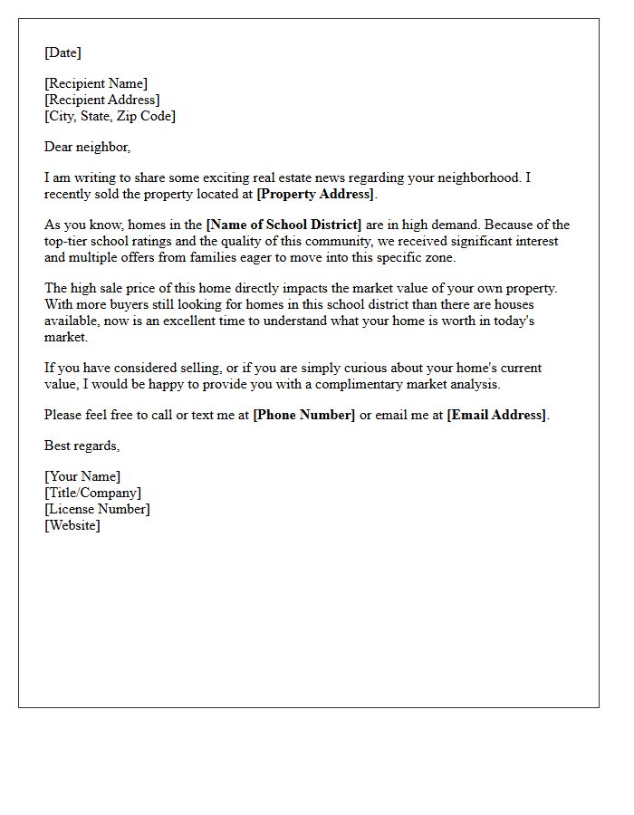 Top Tier School Zone Just Sold Letter