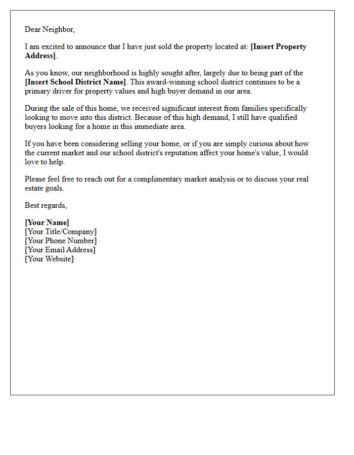 Award-Winning School District Just Sold Letter