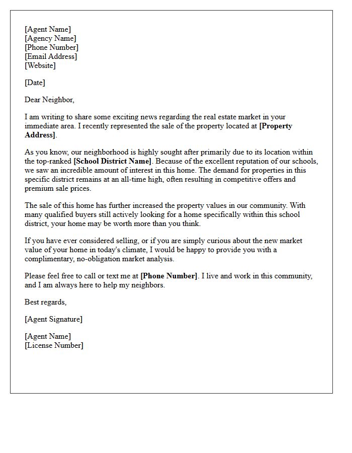 Just Sold Top Ranked School District Letter