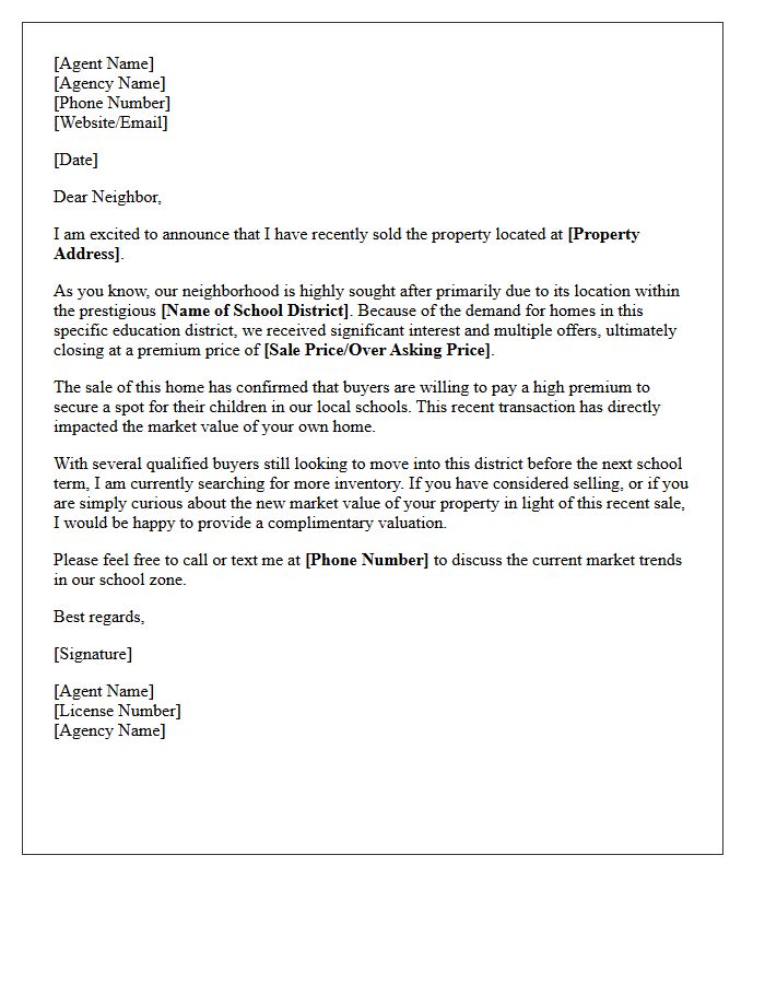 Premium Education District Just Sold Letter