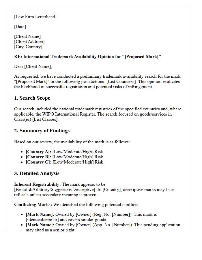 International Trademark Availability Opinion Letter