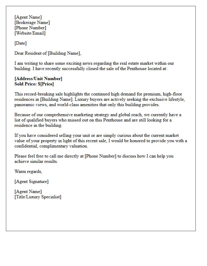 Luxury High-Rise Just Sold Penthouse Letter