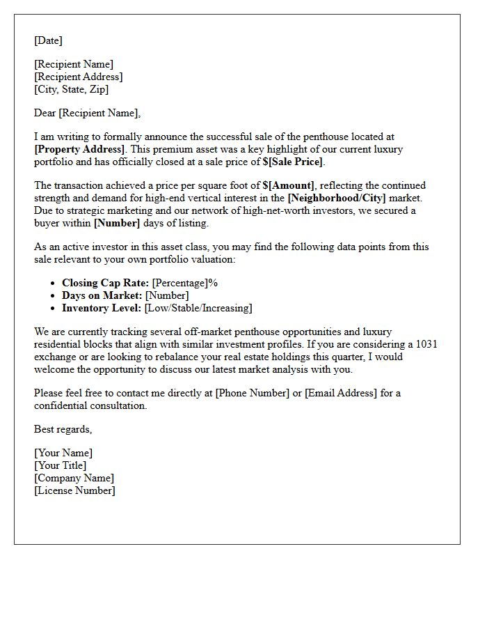 Investor Portfolio Penthouse Just Sold Letter