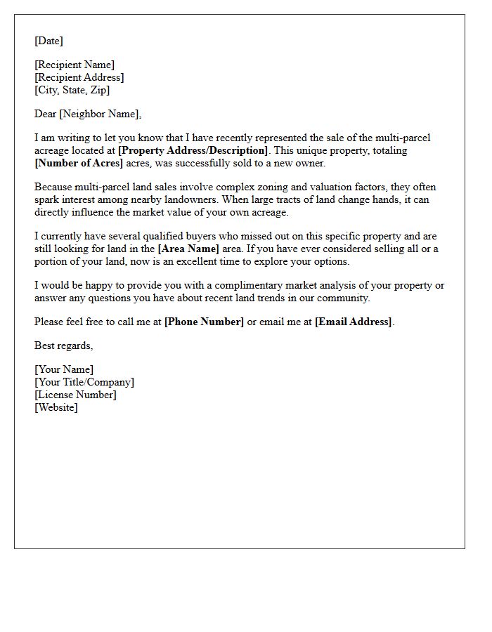 Multi-Parcel Acreage Just Sold Letter