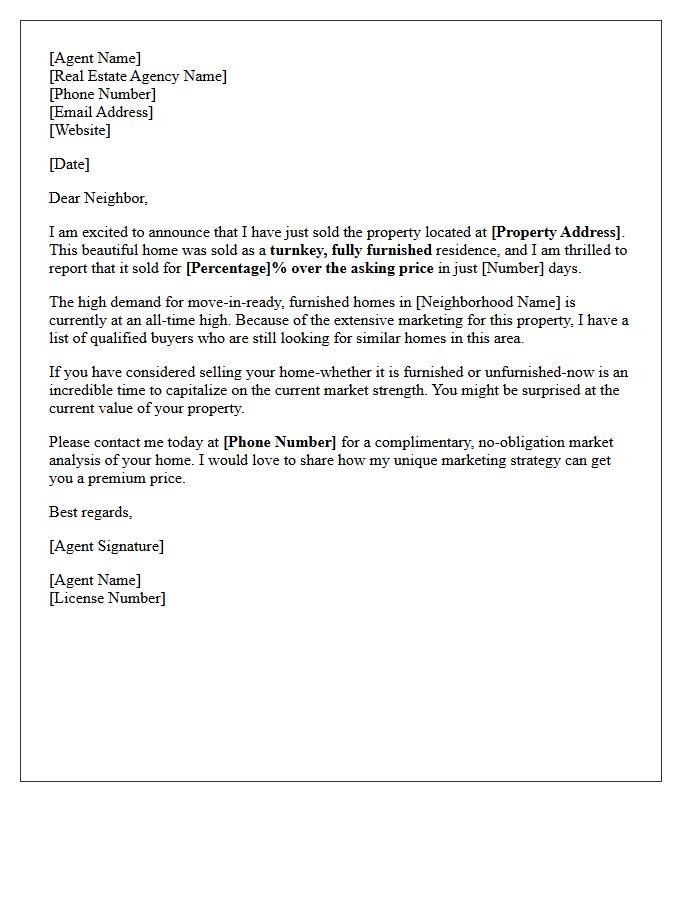 Over Asking Price Just Sold Turnkey Furnished Home Letter