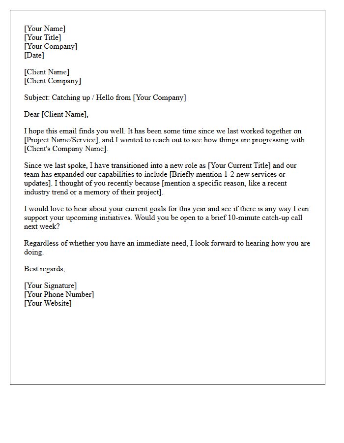 Past Client Reconnection Reintroduction Letter