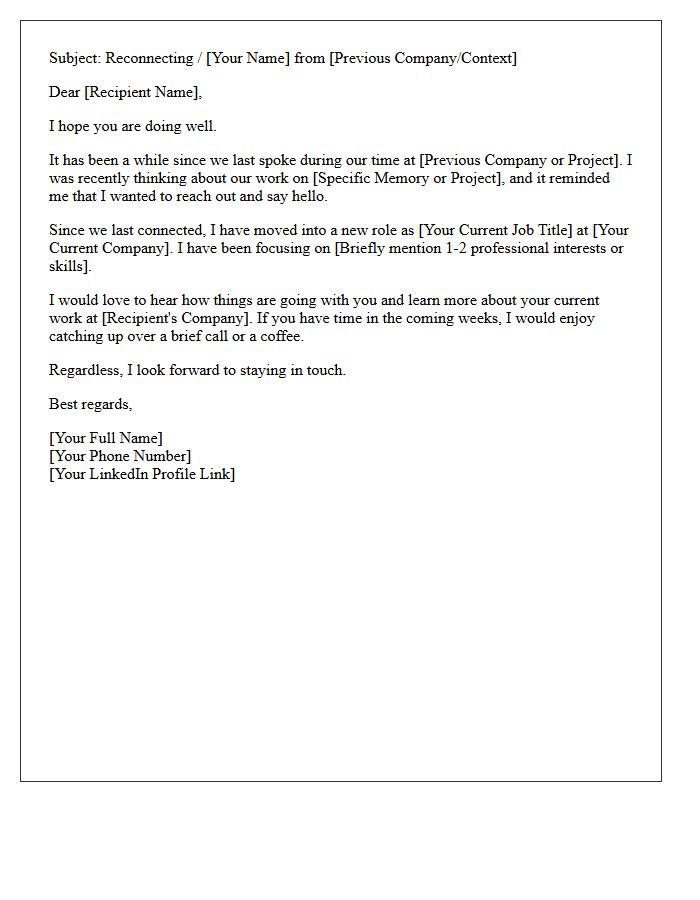 Professional Network Reintroduction Letter