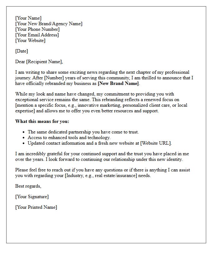Agent Rebranding Reintroduction Letter