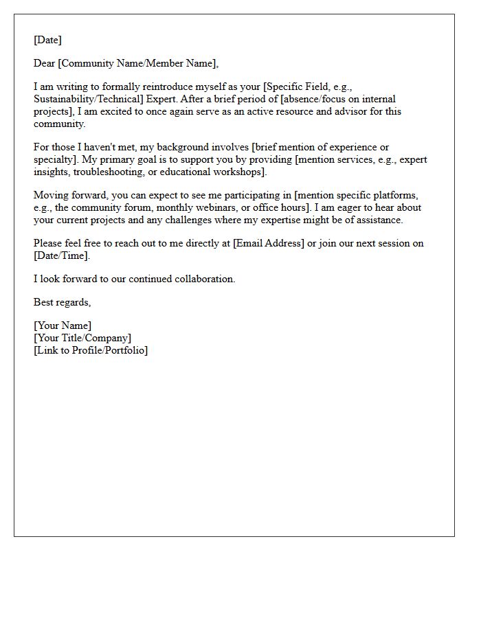 Community Expert Reintroduction Letter