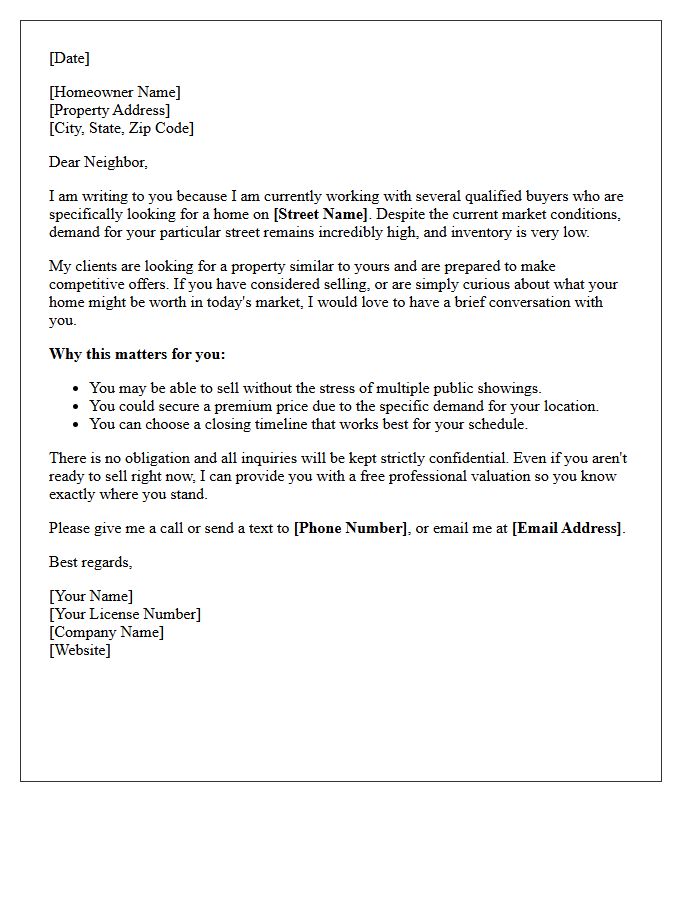 High Buyer Demand For Your Street Letter