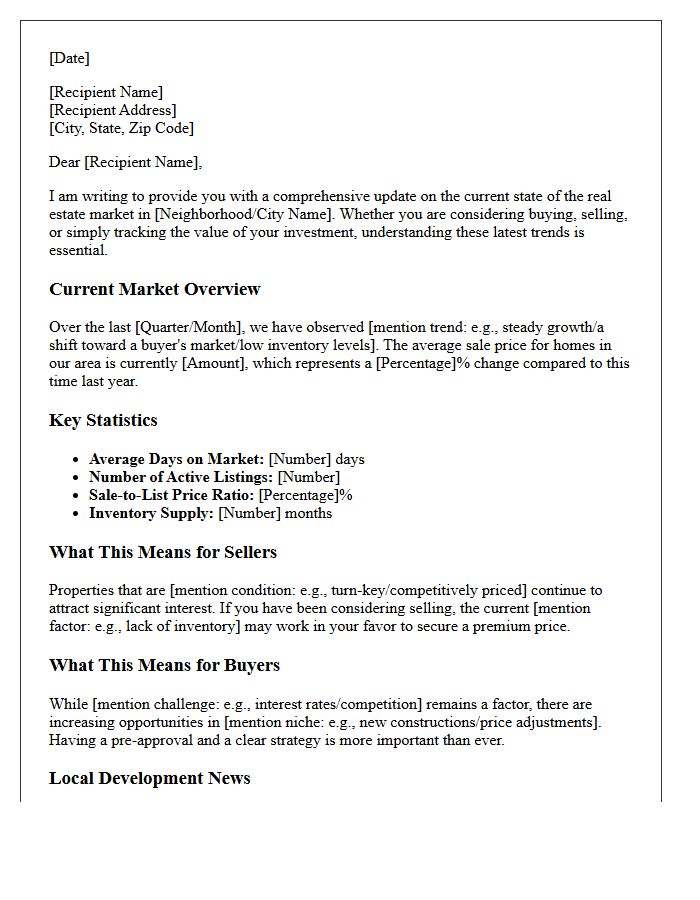 Comprehensive Real Estate Market Update Letter