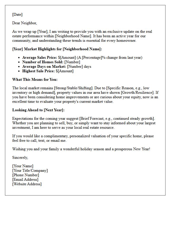 Year-End Neighborhood Real Estate Performance Letter