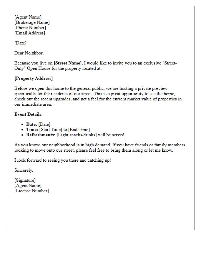 Exclusive Street-Only Open House Showcase Letter