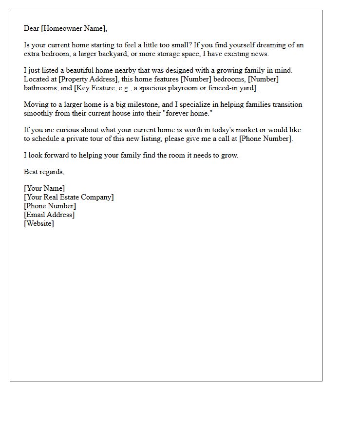 Growing Family Home Just Listed Letter