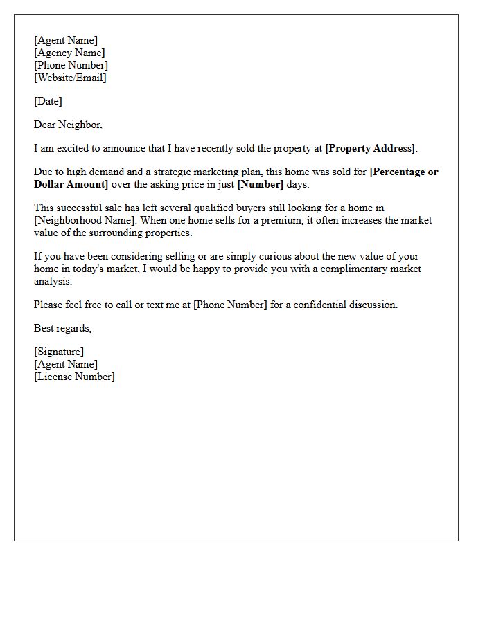 Success Story Sold Above Asking Letter