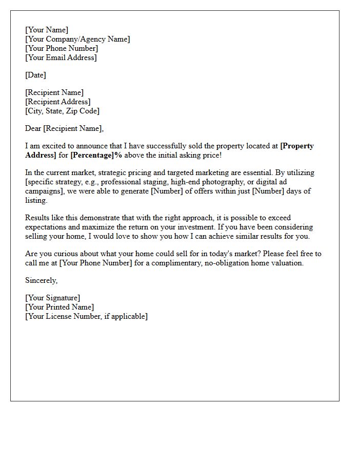 Exceeding Expectations Sold Above Asking Letter