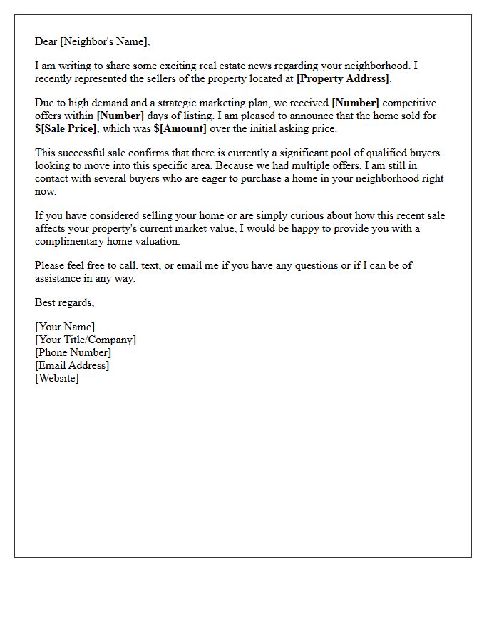 Multiple Offers Sold Above Asking Letter