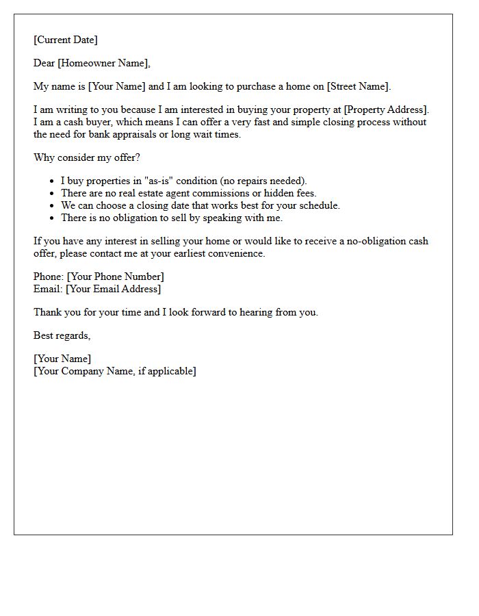 Cash Buyer Interested In Your Street Letter