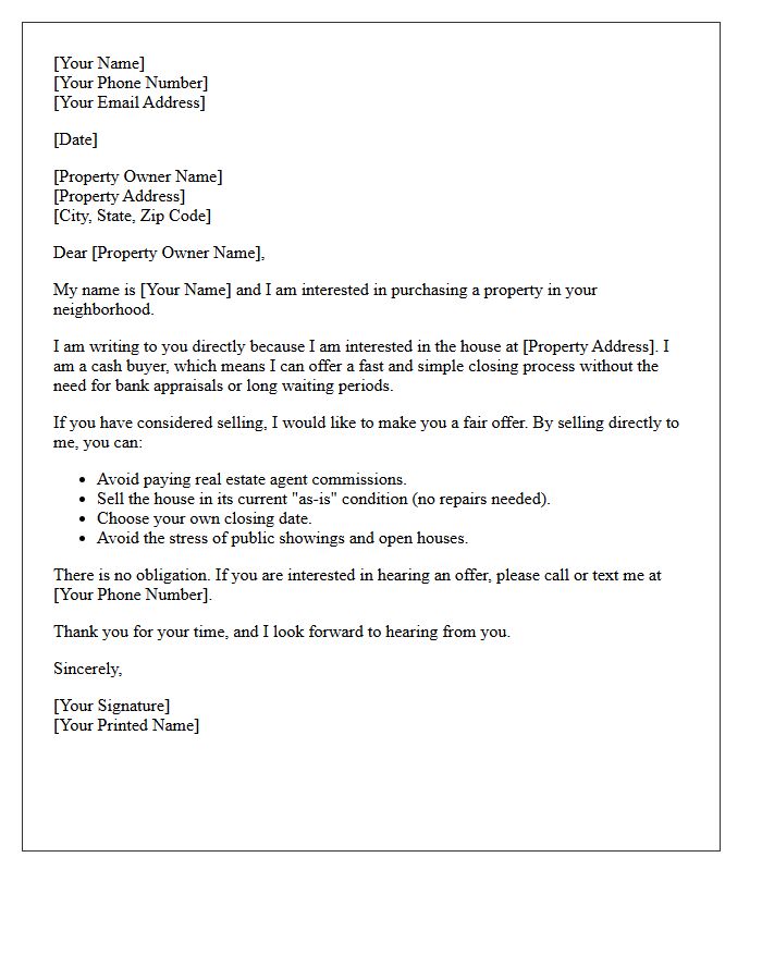 Direct Cash Buyer Neighborhood Interest Letter