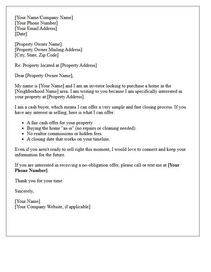 Ready Cash Buyer Area Interest Letter