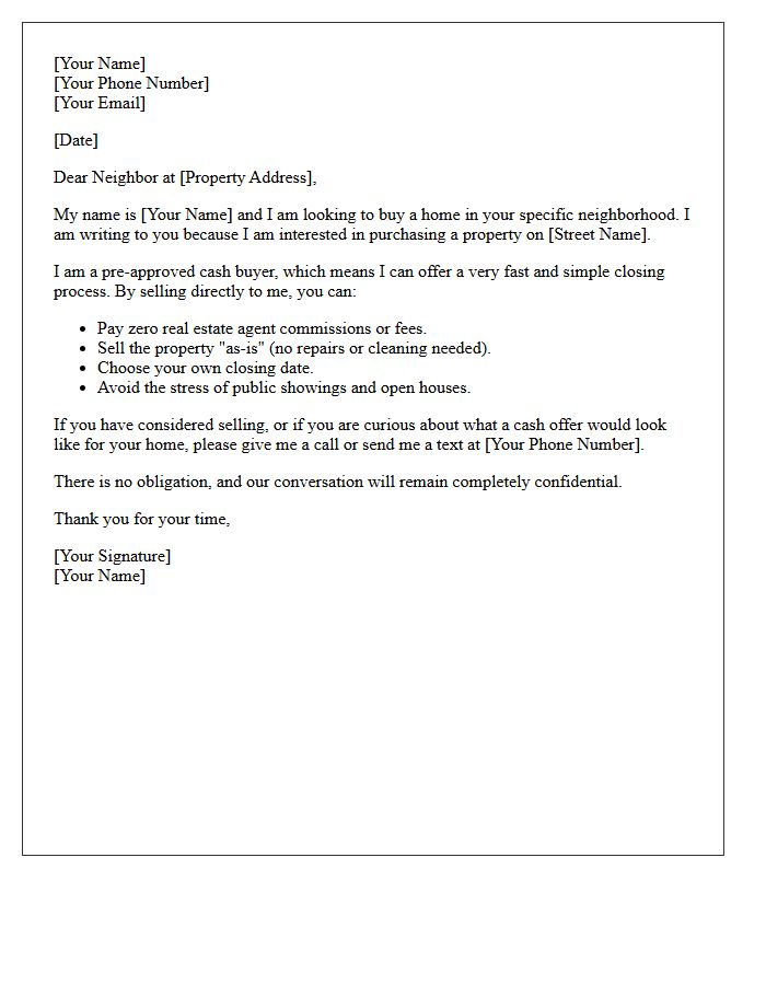 Pre-Approved Cash Buyer Street Letter