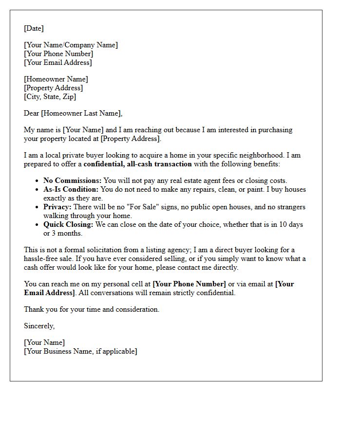 Confidential Cash Buyer Street Letter