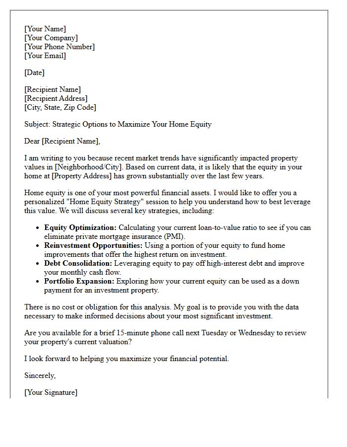 Maximize Your Home Equity Strategy Letter