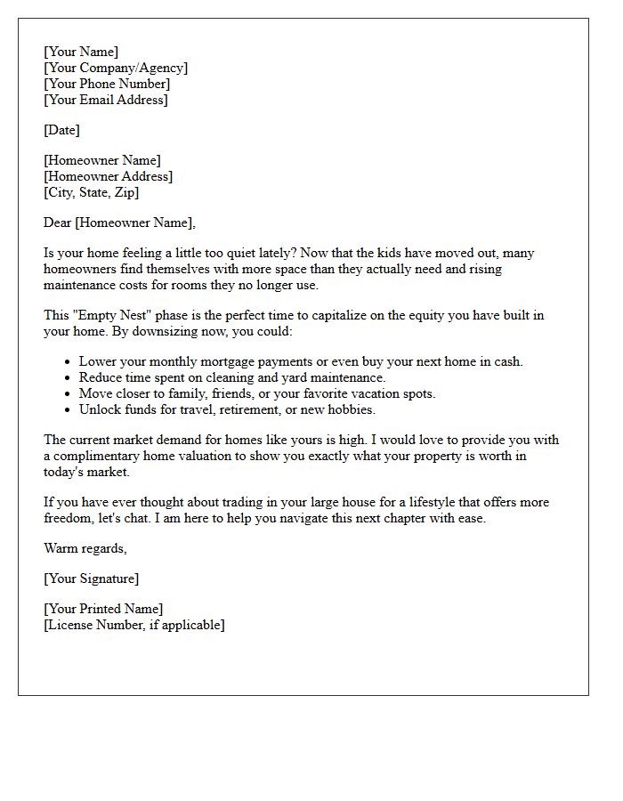 Capitalize on Your Empty Nest Letter