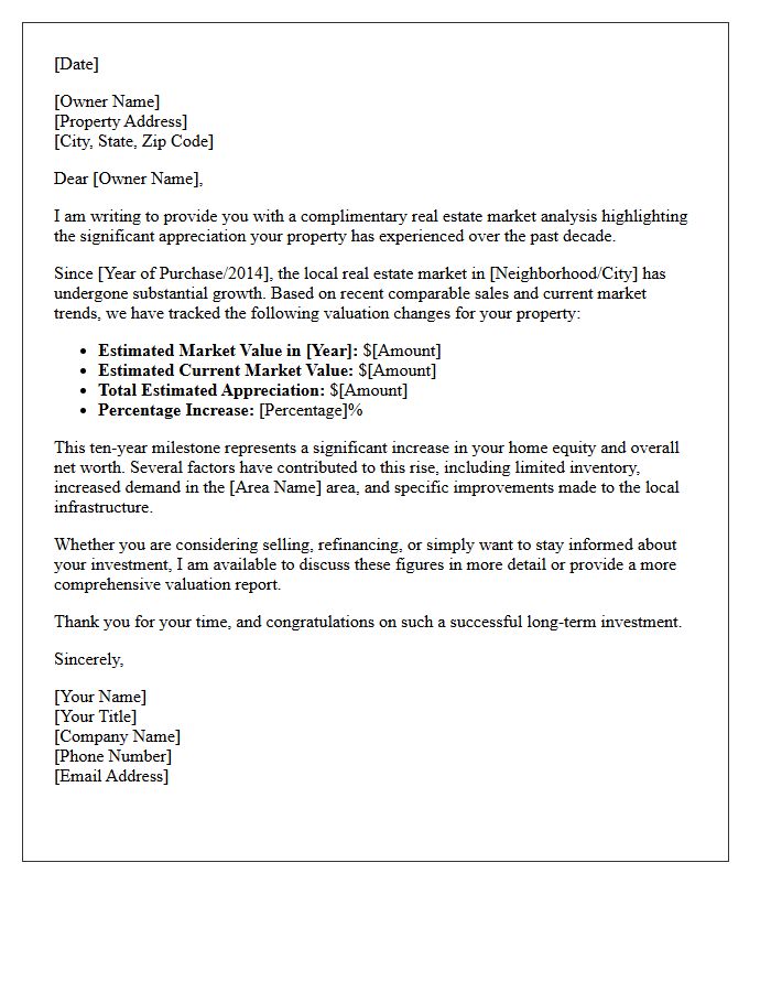 Ten-Year Property Value Appreciation Letter