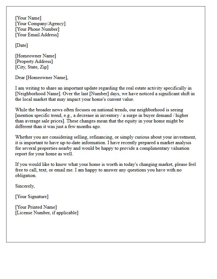 Neighborhood Market Shift Homeowner Letter