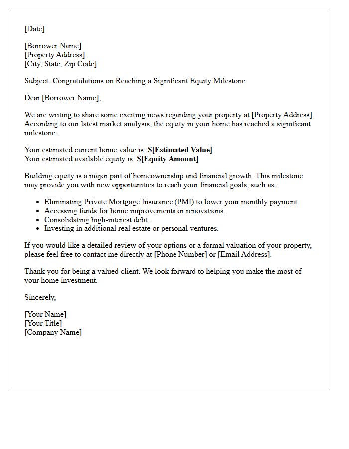 Your Home Equity Milestone Letter