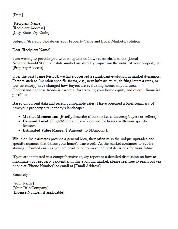 Market Evolution And Property Value Letter