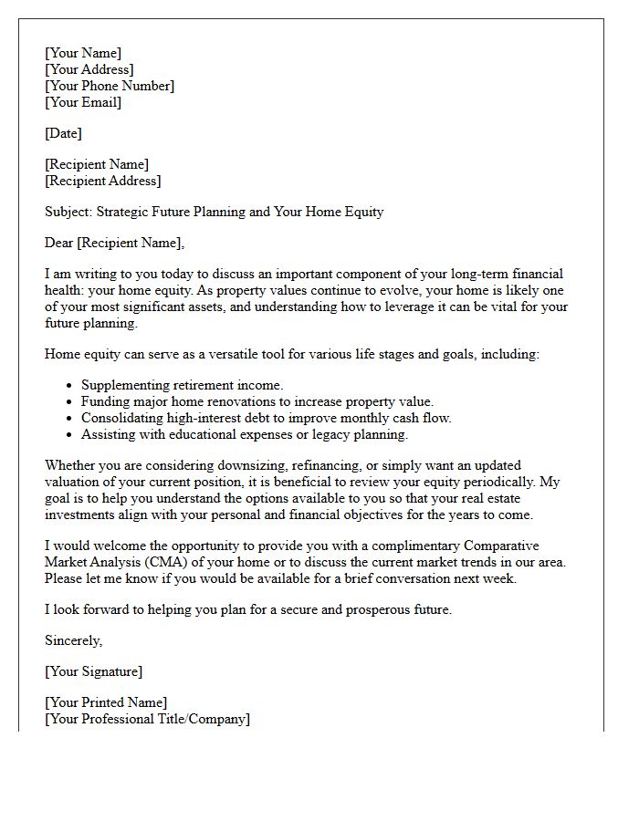 Future Planning And Home Equity Letter