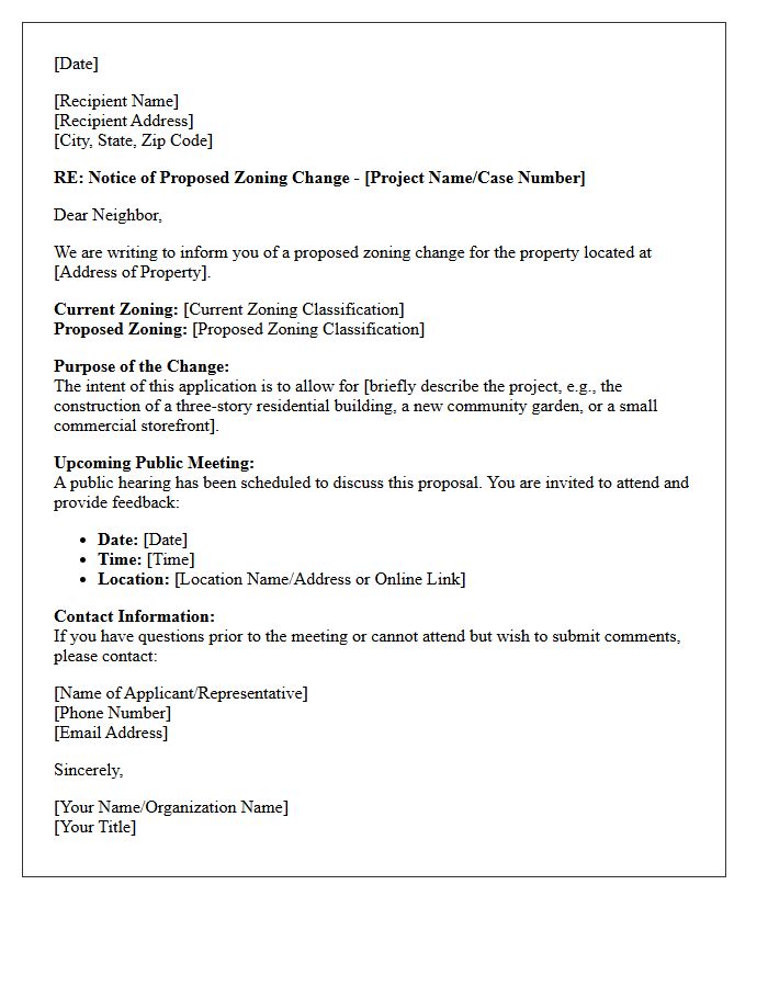 Informational Neighborhood Zoning Change Letter