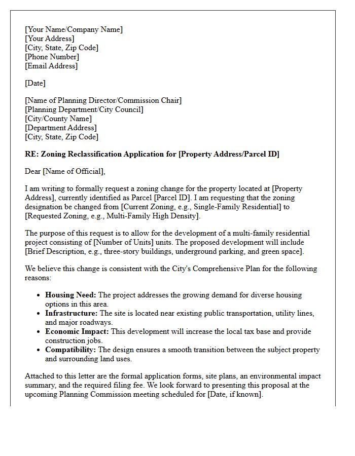 Multi-Family Development Zoning Change Letter