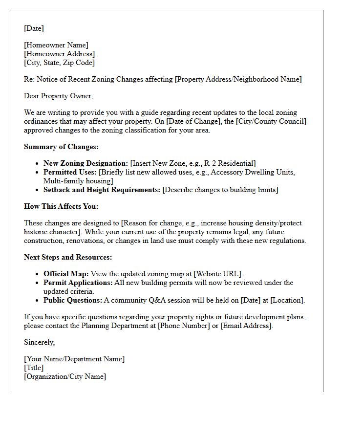 Homeowner Guide To Recent Zoning Change Letter