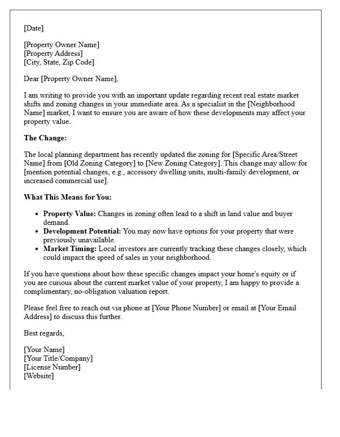 Real Estate Market Update Zoning Change Letter
