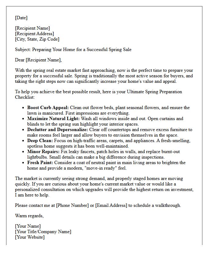 Ultimate Spring Home Selling Preparation Letter