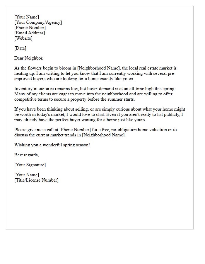 Local Buyer Demand Spring Neighborhood Letter
