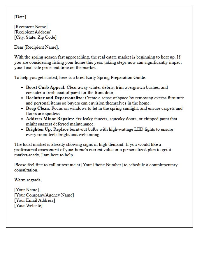 Early Spring Market Preparation Guide Letter