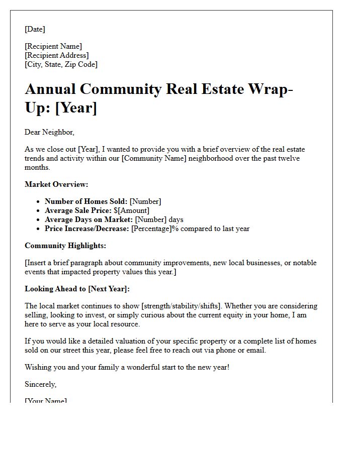 Annual Community Real Estate Wrap-Up Letter