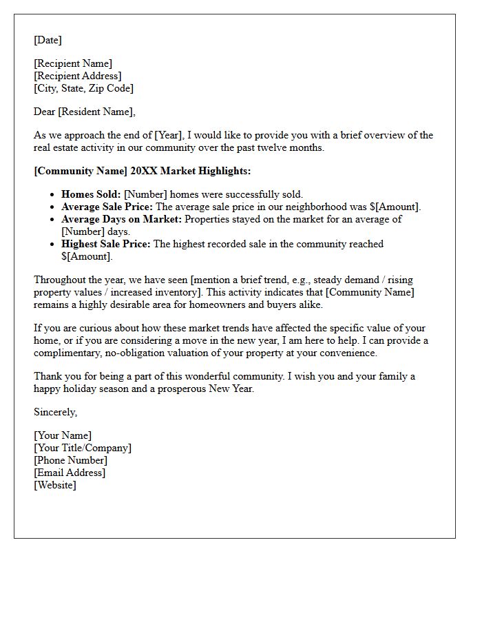 Community End Of Year Real Estate Summary Letter