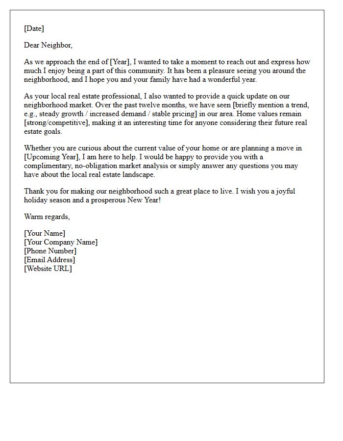 End Of Year Neighbor Appreciation And Market Letter