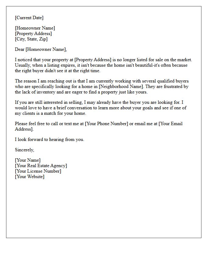 Neighborhood Buyer Demand Expired Listing Letter