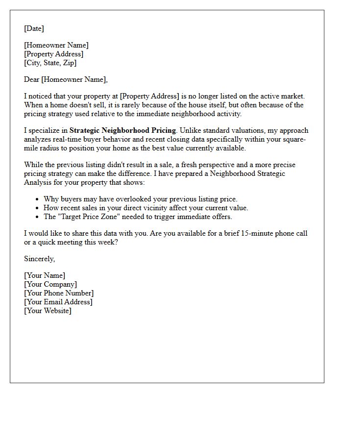 Strategic Neighborhood Pricing Expired Listing Letter