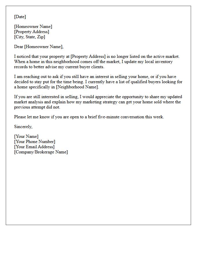 Neighborhood Inventory Update Expired Listing Letter