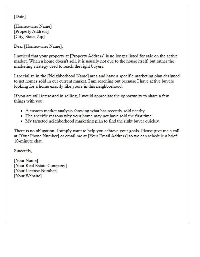 Targeted Neighborhood Marketing Expired Listing Letter