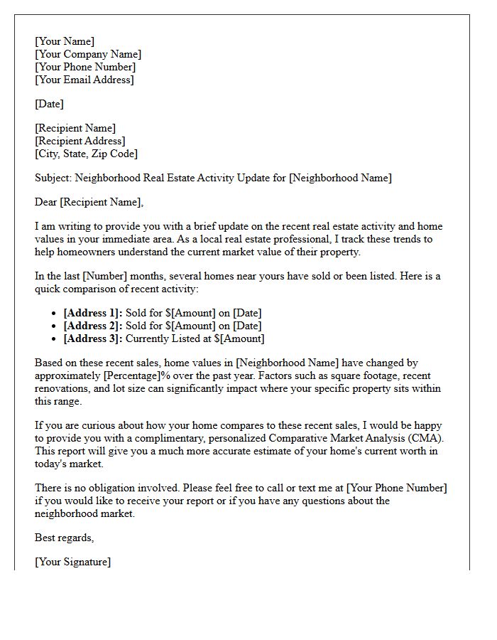 Nearby Home Values Comparison Letter