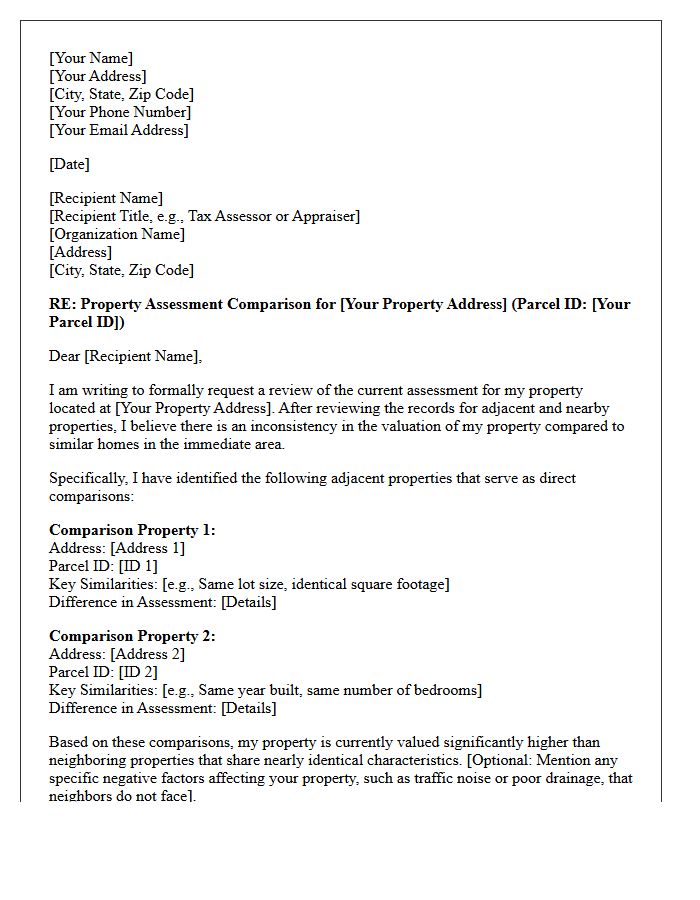 Adjacent Property Comparison Letter